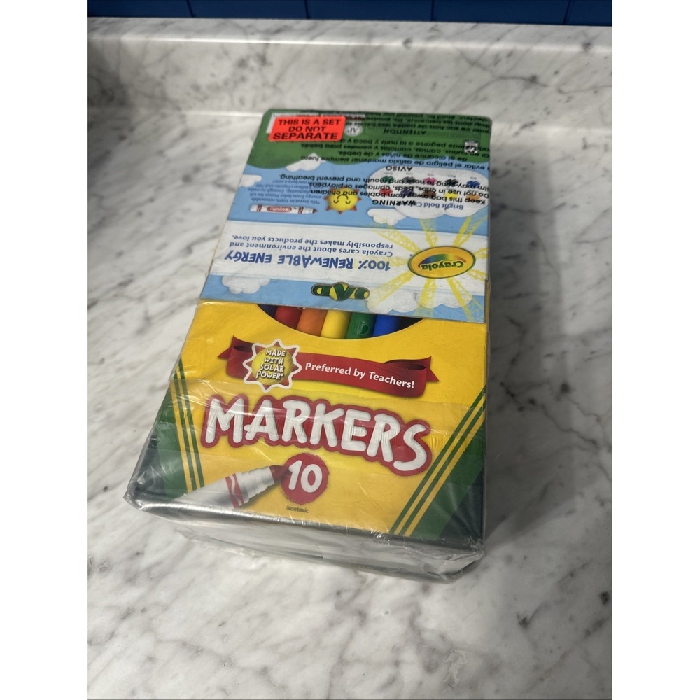 Crayola Markers - 10 Classic Colors In Each Pack  - Broad Line Tip (12 PACK)